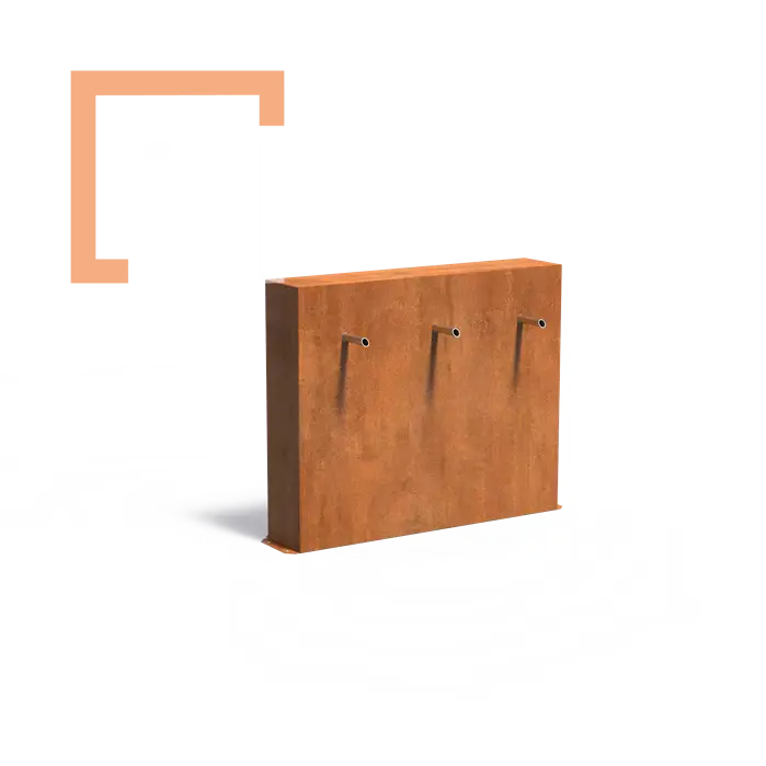 Cortenová vodní stěna s tryskami