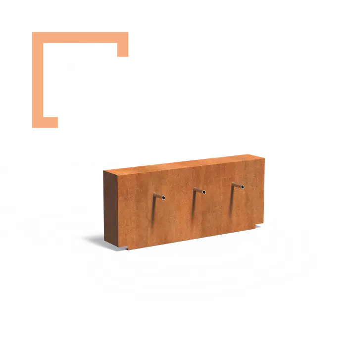 Cortenová vodní stěna ukotvéná s tryskami