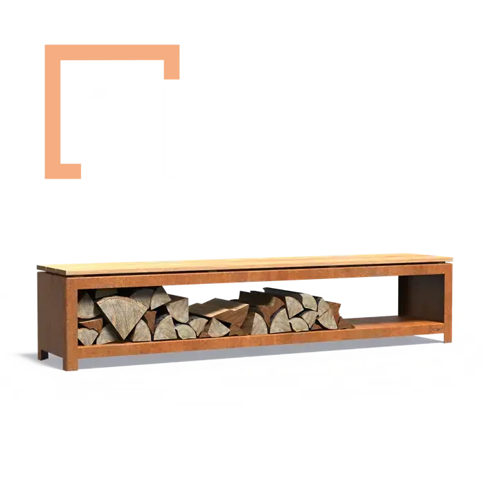 Cortenový dřevník Logg seat