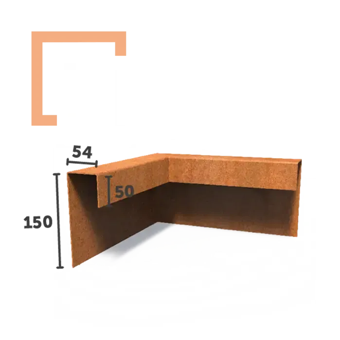 Cortenový roh k obrubníkům U-profile vysoký