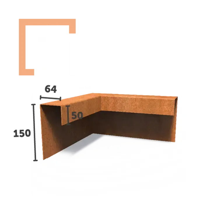 Cortenový roh k obrubníkům U-profile vysoký