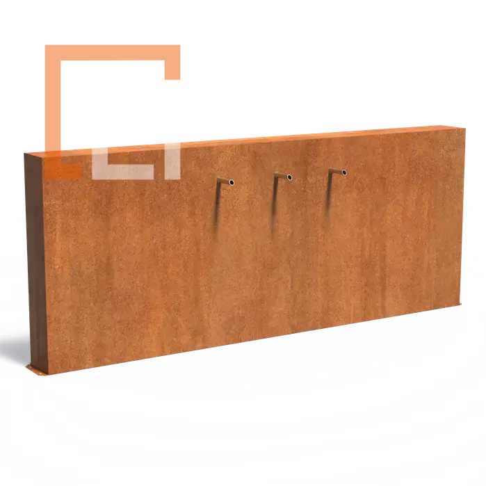 Cortenová vodní stěna s tryskami