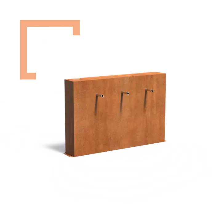 Cortenová vodní stěna s tryskami