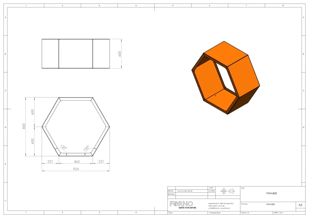 Cortenový dřevník Hex